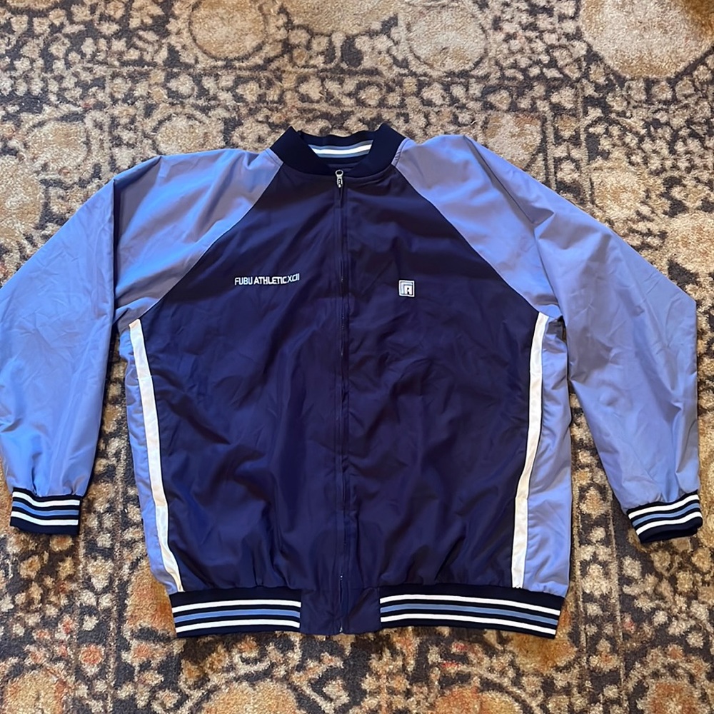Blue and baby blue FUBU athletic XCII jacket size L